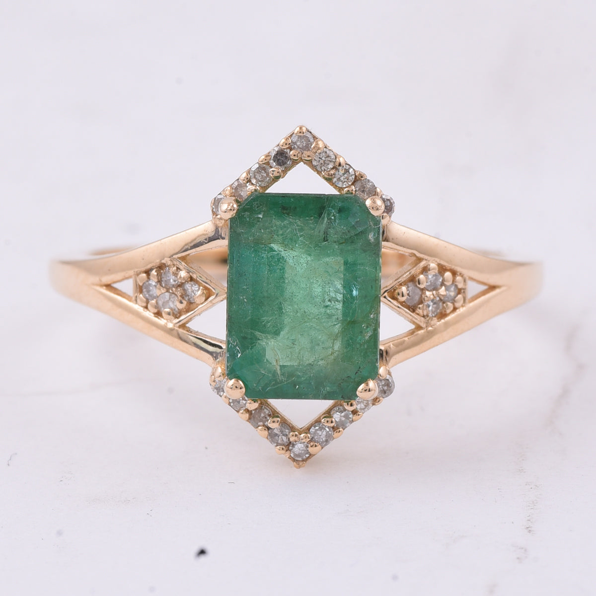 1.64 Ct Octagon Step Cut Natural Emerald 14K Gold Ring