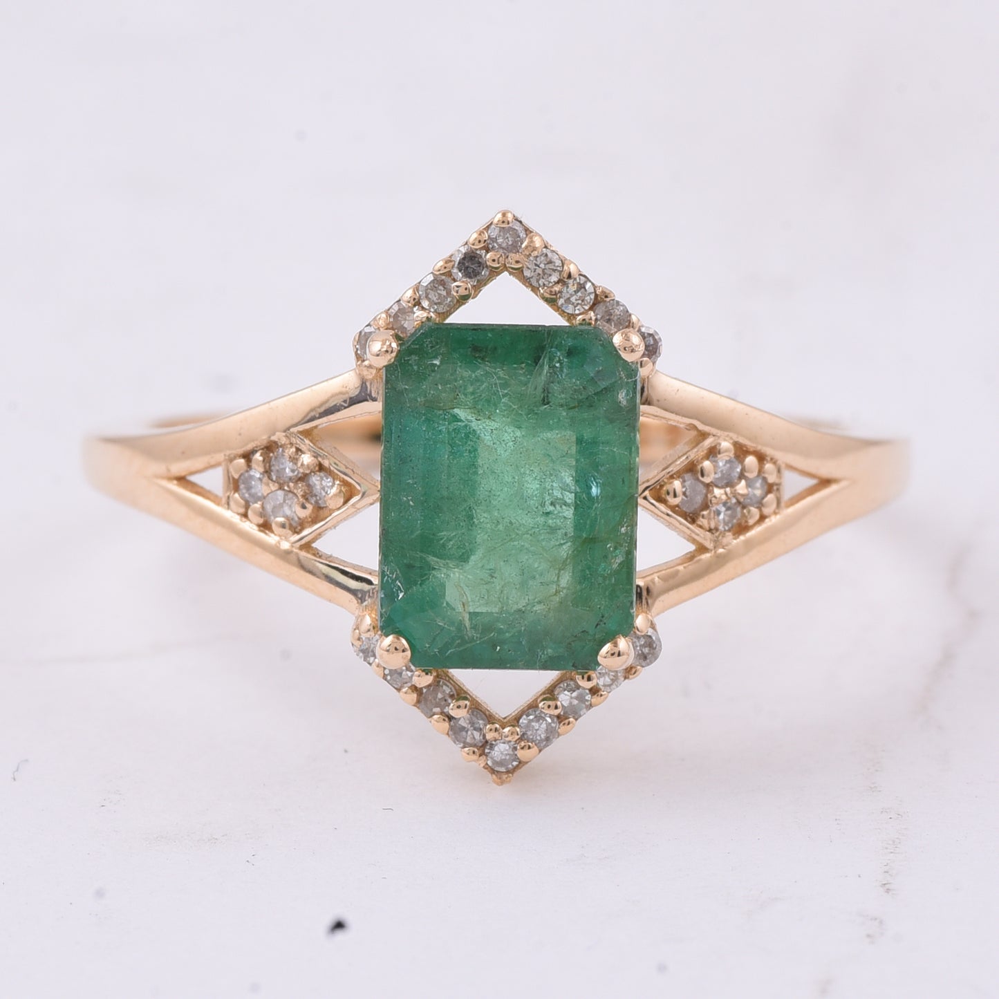 1.64 Ct Octagon Step Cut Natural Emerald 14K Gold Ring