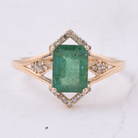 1.64 Ct Octagon Step Cut Natural Emerald 14K Gold Ring
