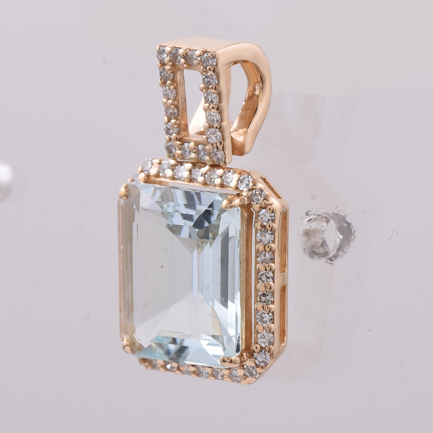 1.95 Ct Octagon Step Cut Natural Aquamarine 14K Gold Pendant