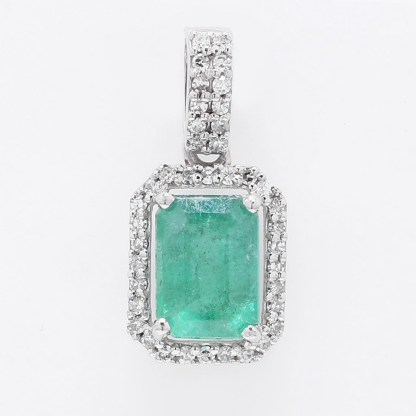 1.12 Ct Octagon Step Cut Natural Emerald 950 Platinum Pendant