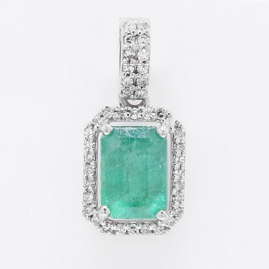 1.12 Ct Octagon Step Cut Natural Emerald 950 Platinum Pendant