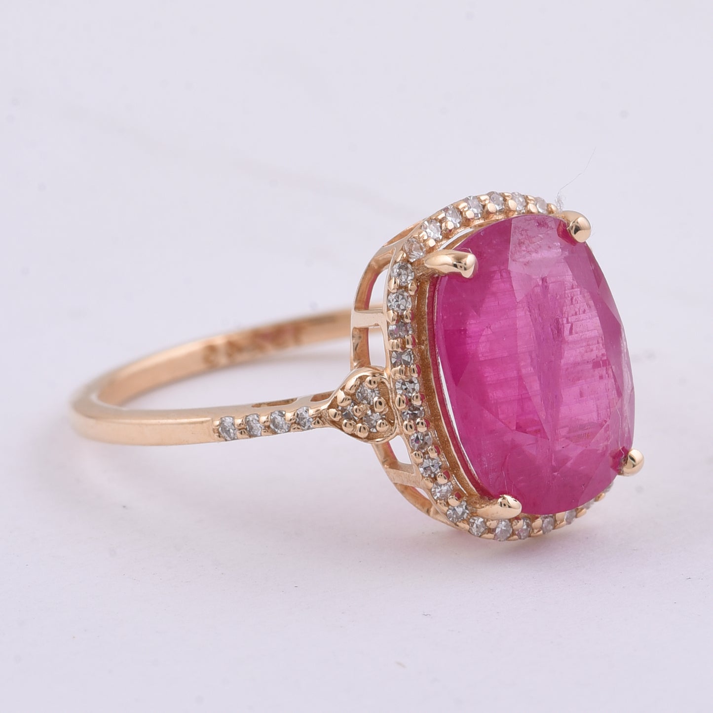 4.76 Ct Cushion Natural Ruby 14K Gold Ring