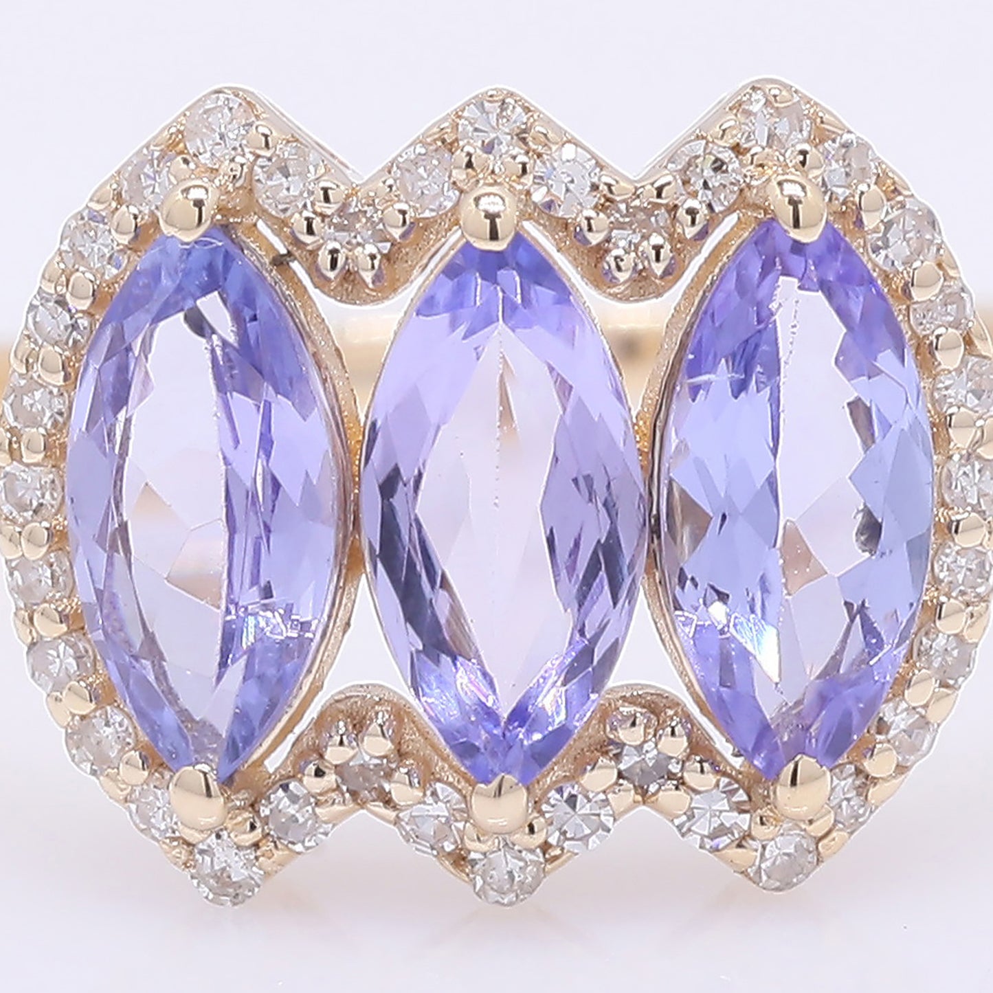 1.14 Ct Marquise Mixed Cut Natural Tanzanite 14K Gold Ring