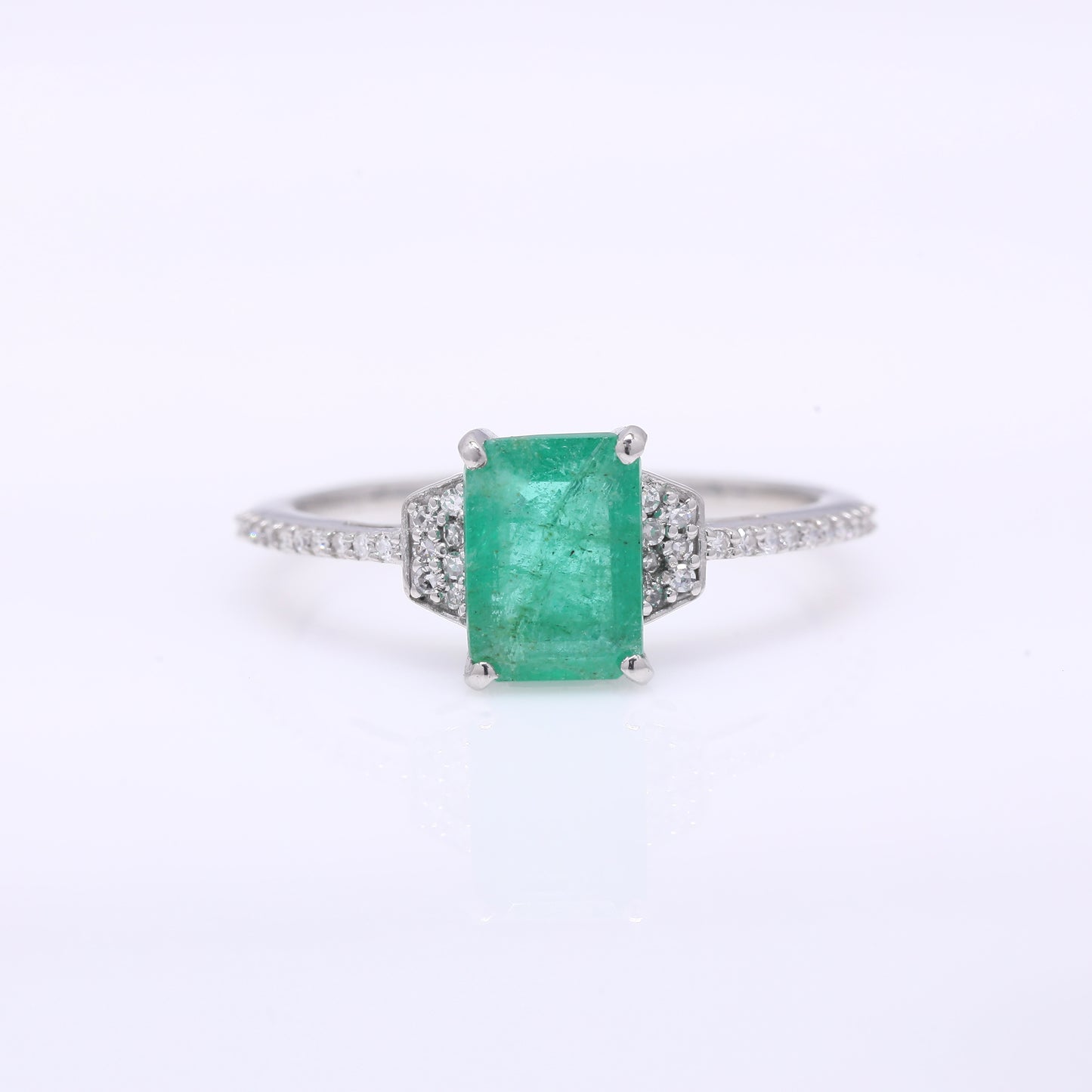 1.40 Ct Octagon Step Cut Natural Emerald 950 Platinum Ring