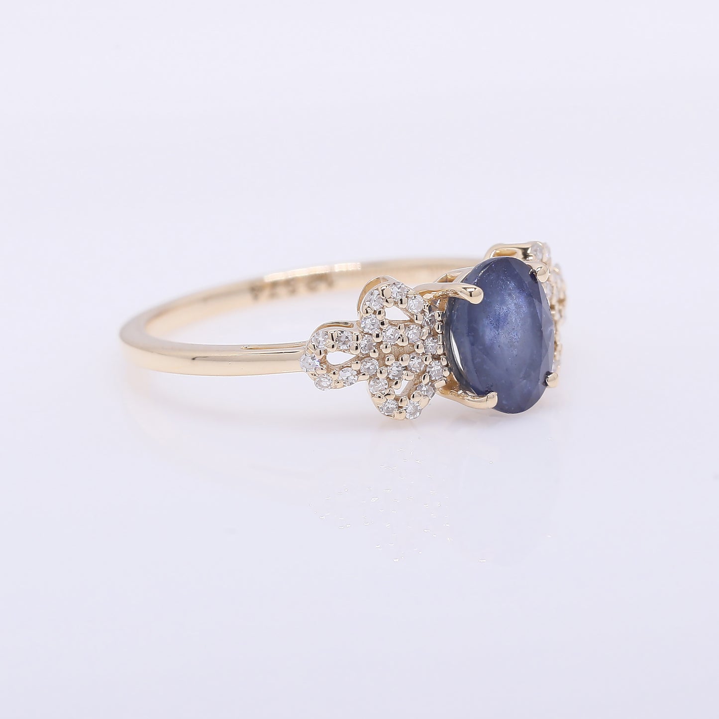 1.44 Ct Oval Mixed Cut Natural Sapphire 14K Gold Ring