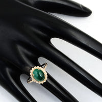 2.48 Ct Oval Cabochon Natural Beryl Emerald 14K Gold Ring