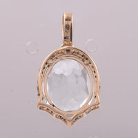 3.94 Ct Oval Mixed Cut Natural Aquamarine 14K Gold Pendant