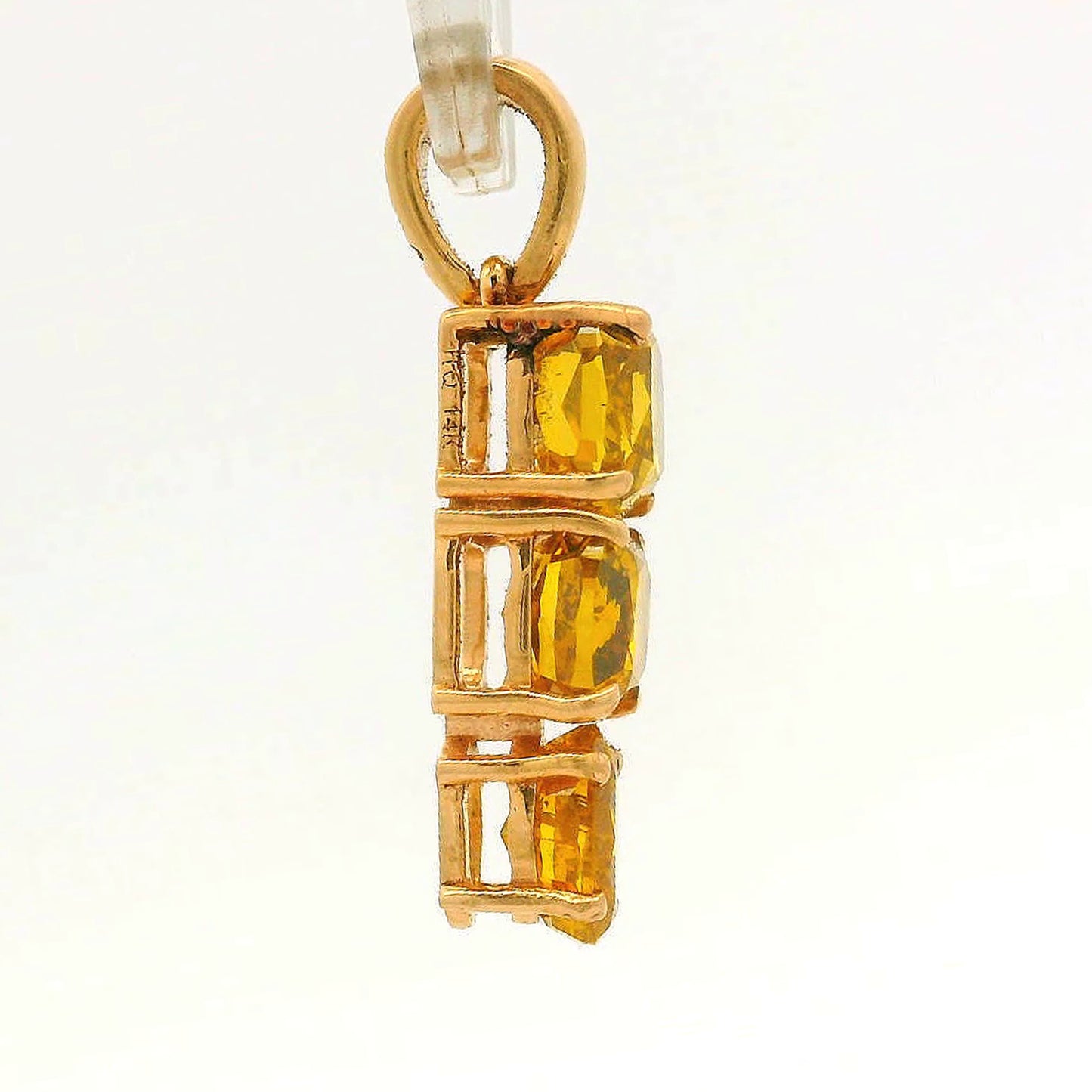 2.13 Ct Cushion Yellow Diamond 14K Gold Pendant