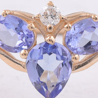 0.73 Ct Oval, Pear Natural Tanzanite 14K Gold Ring