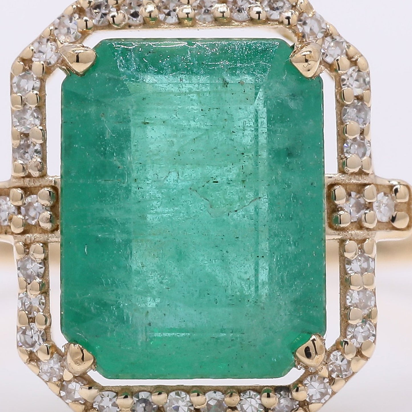 3.36 Ct Octagon Step Cut Natural Emerald 14K Gold Ring