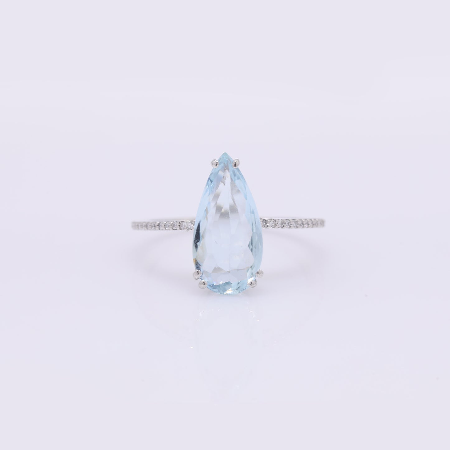 2.29 Ct Pear Mixed Cut Natural Aquamarine 950 Platinum Ring