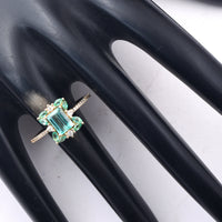 1.26 Ct Octagon Step Cut, Marquise Mixed Cut Natural Emerald 14K Gold Ring