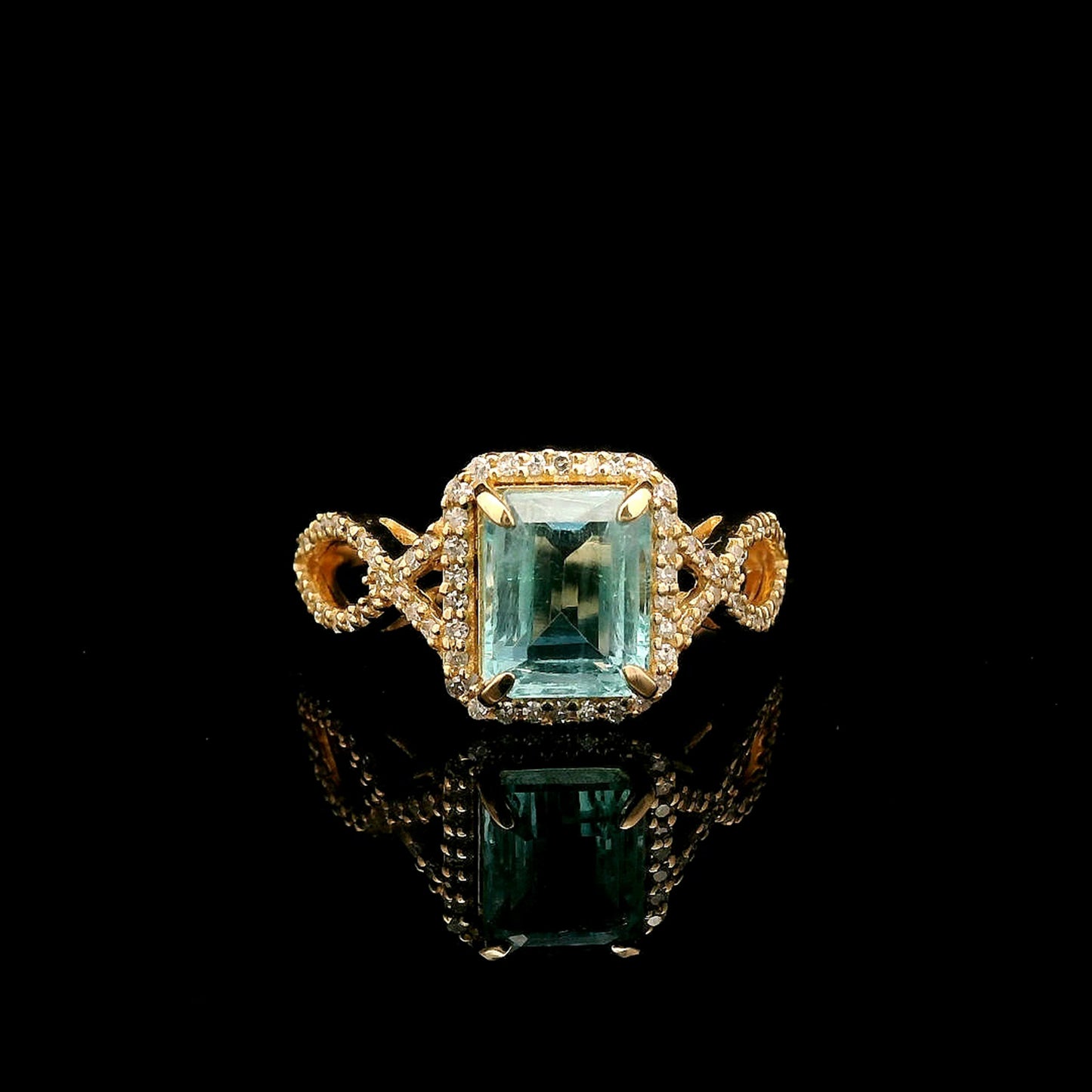 2.14 Ct Octagon Step Cut Natural Emerald 14K Gold Ring