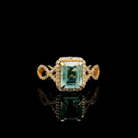 2.14 Ct Octagon Step Cut Natural Emerald 14K Gold Ring