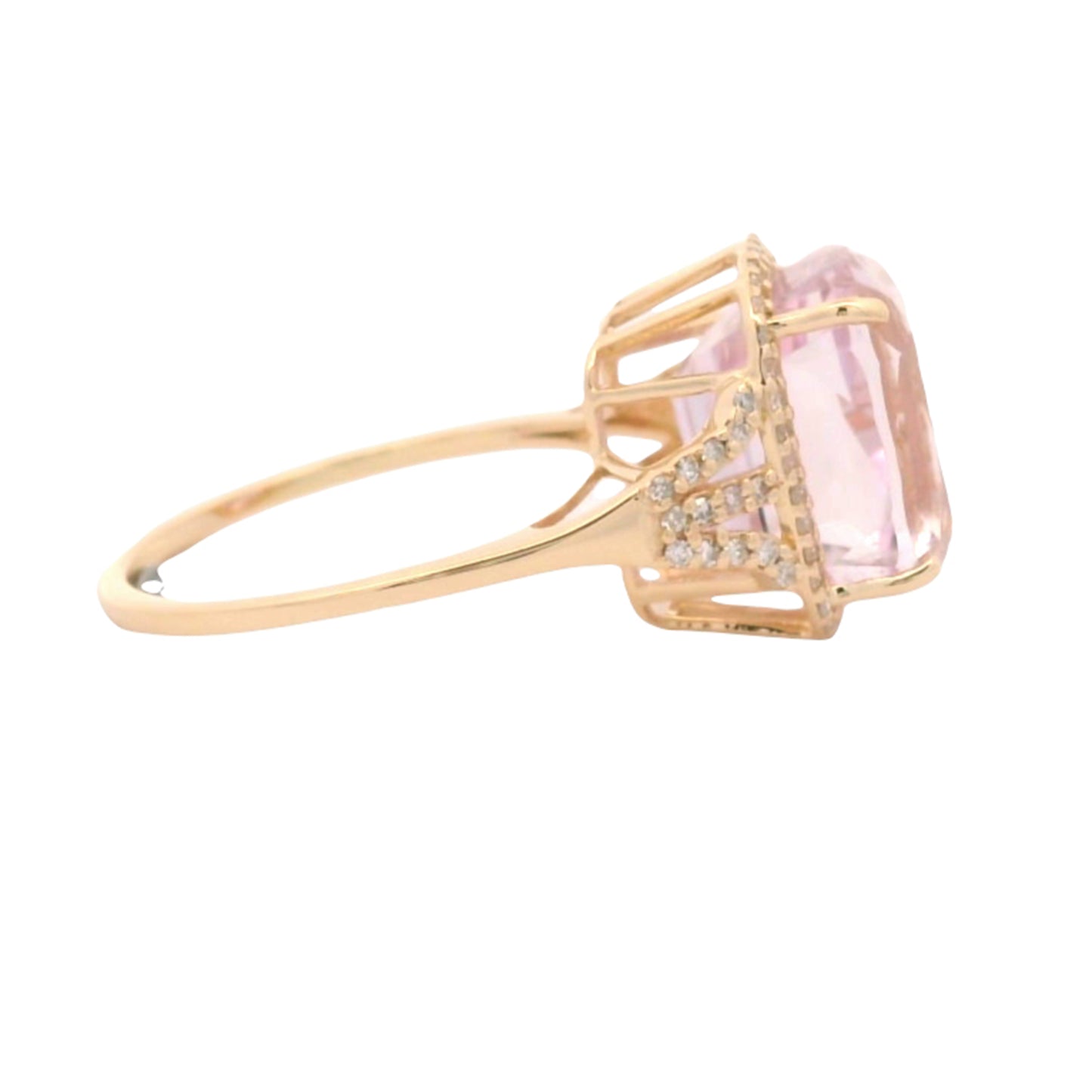 7.36 Ct Cushion Kunzite 14K Gold Ring