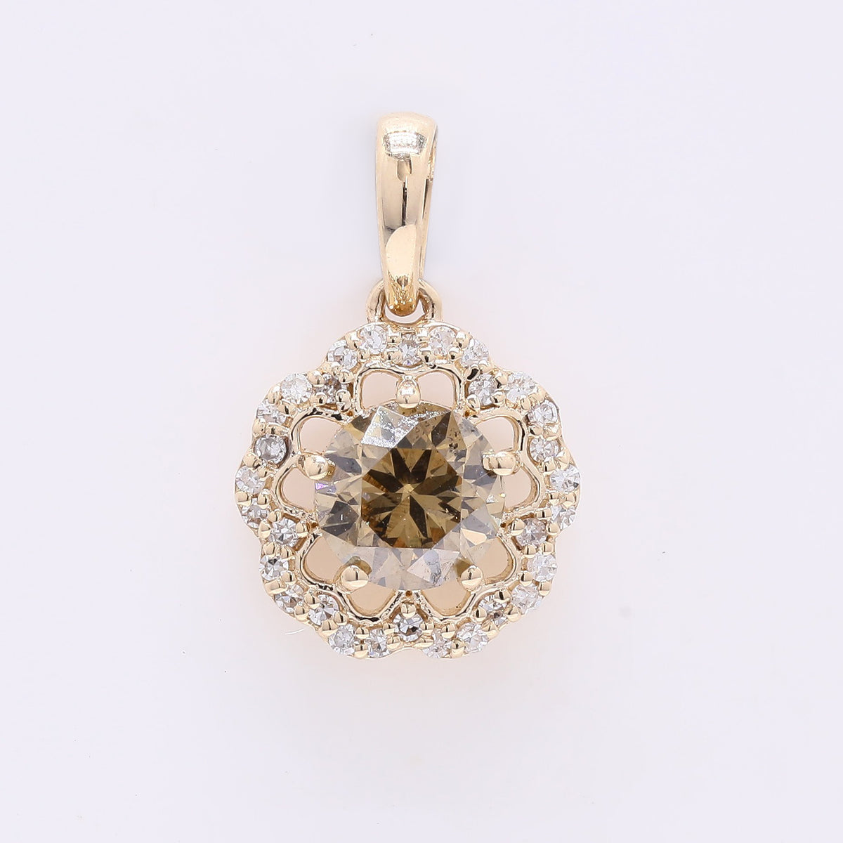 0.71 Ct Round Red Diamond 14K Gold Pendant