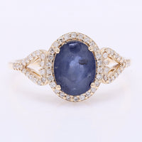 2.29 Ct Oval Mixed Cut Natural Sapphire 14K Gold Ring