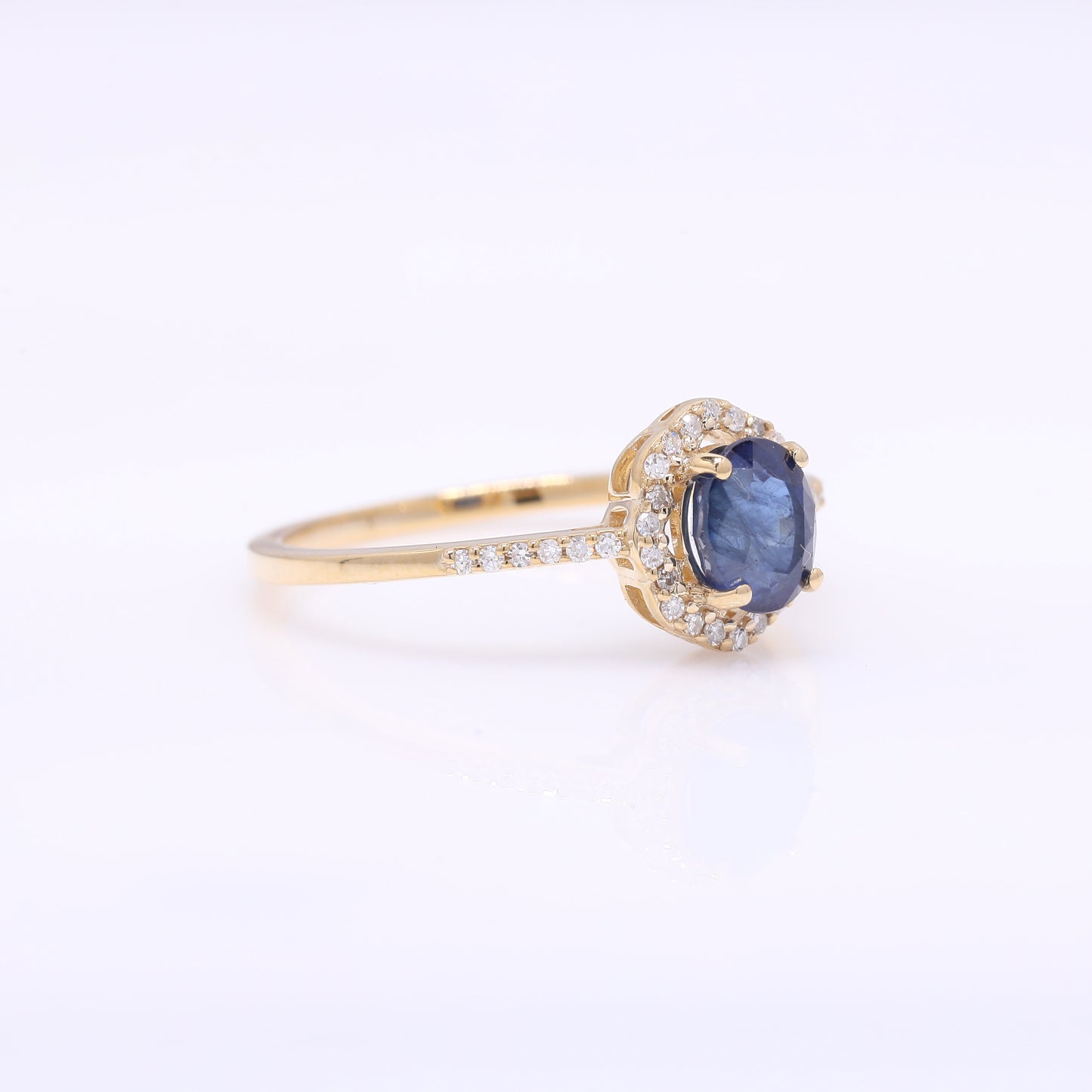 1.17 Ct Oval Mixed Cut Natural Sapphire 14K Gold Ring