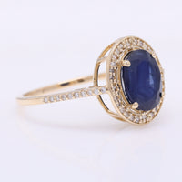2.92 Ct Oval Mixed Cut Natural Sapphire 14K Gold Ring