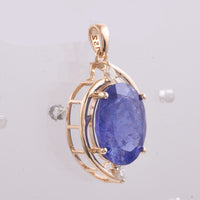 6.37 Ct Oval Natural Tanzanite 14K Gold Pendant