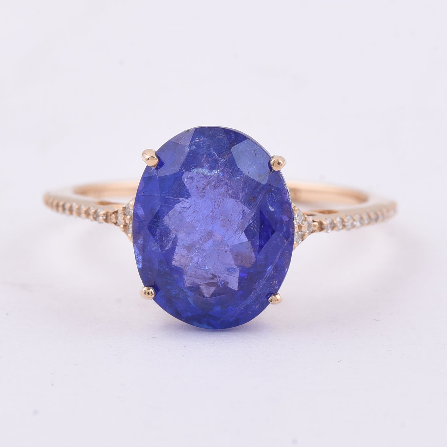 4.90 Ct Oval Natural Tanzanite 14K Gold Ring