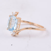 1.28 Ct Cushion Natural Aquamarine 14K Gold Ring