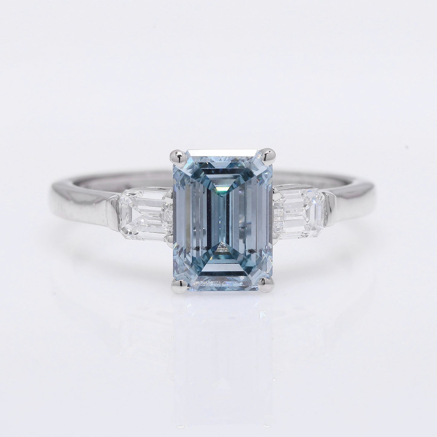 2.38 Ct Emerald Cut Lab Grown Diamond 950 Platinum Ring