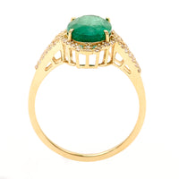 2.69 Ct Oval Natural Emerald 14K Gold Ring