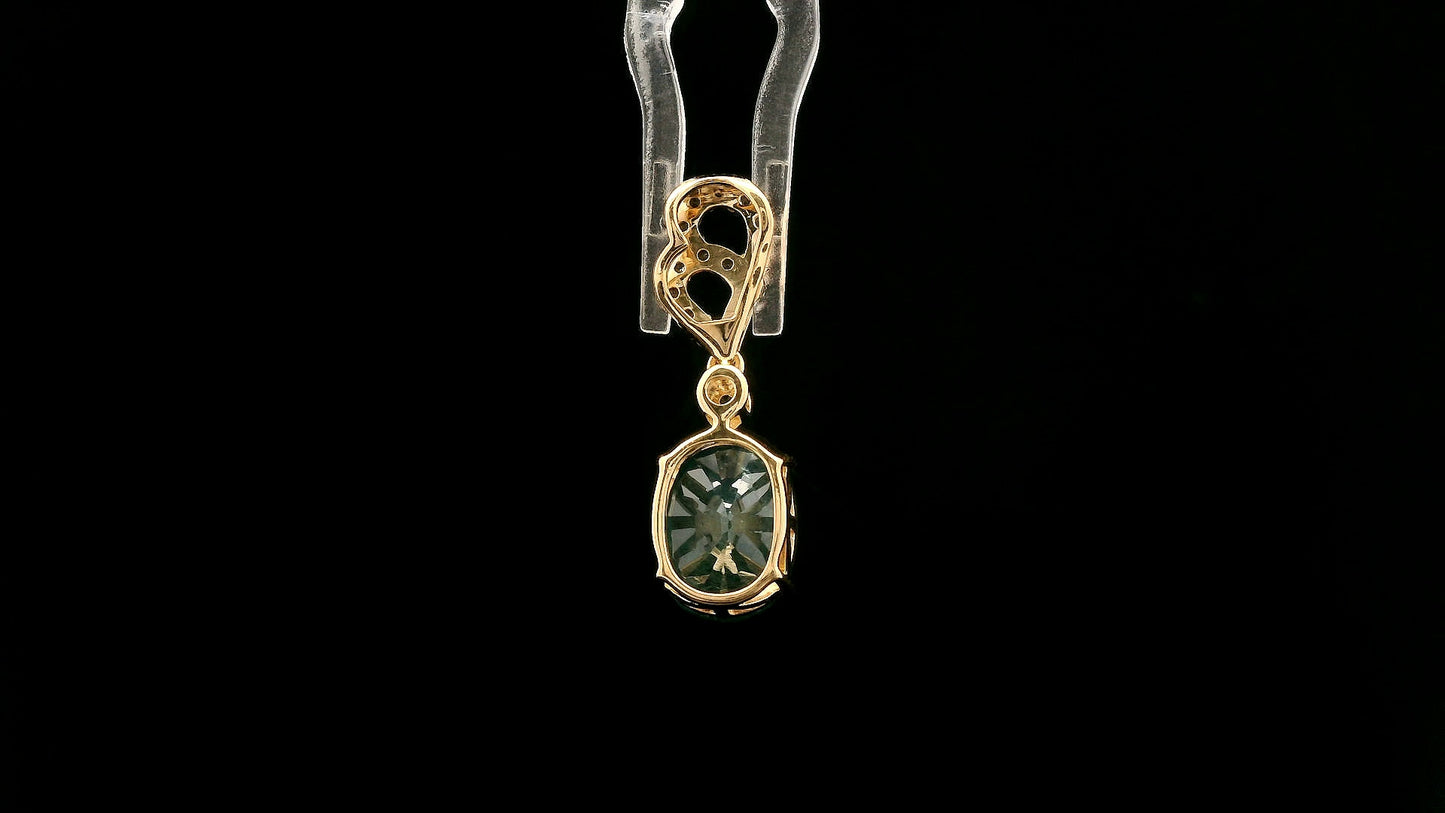 4.07 Ct Oval Mixed Cut Natural Corundum Sapphire 14K Gold Pendant