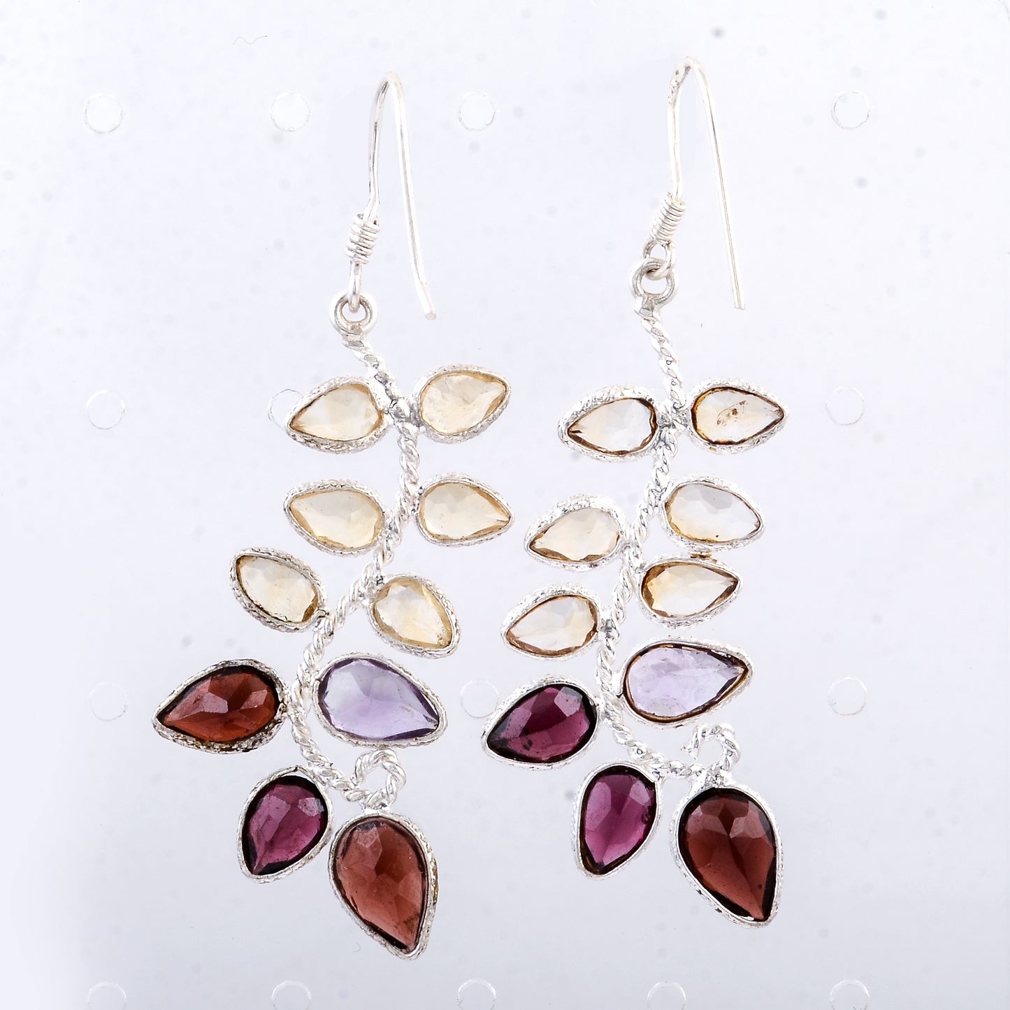 13.67 Ct Garnet, Citrine 925 Sterling Silver Earrings