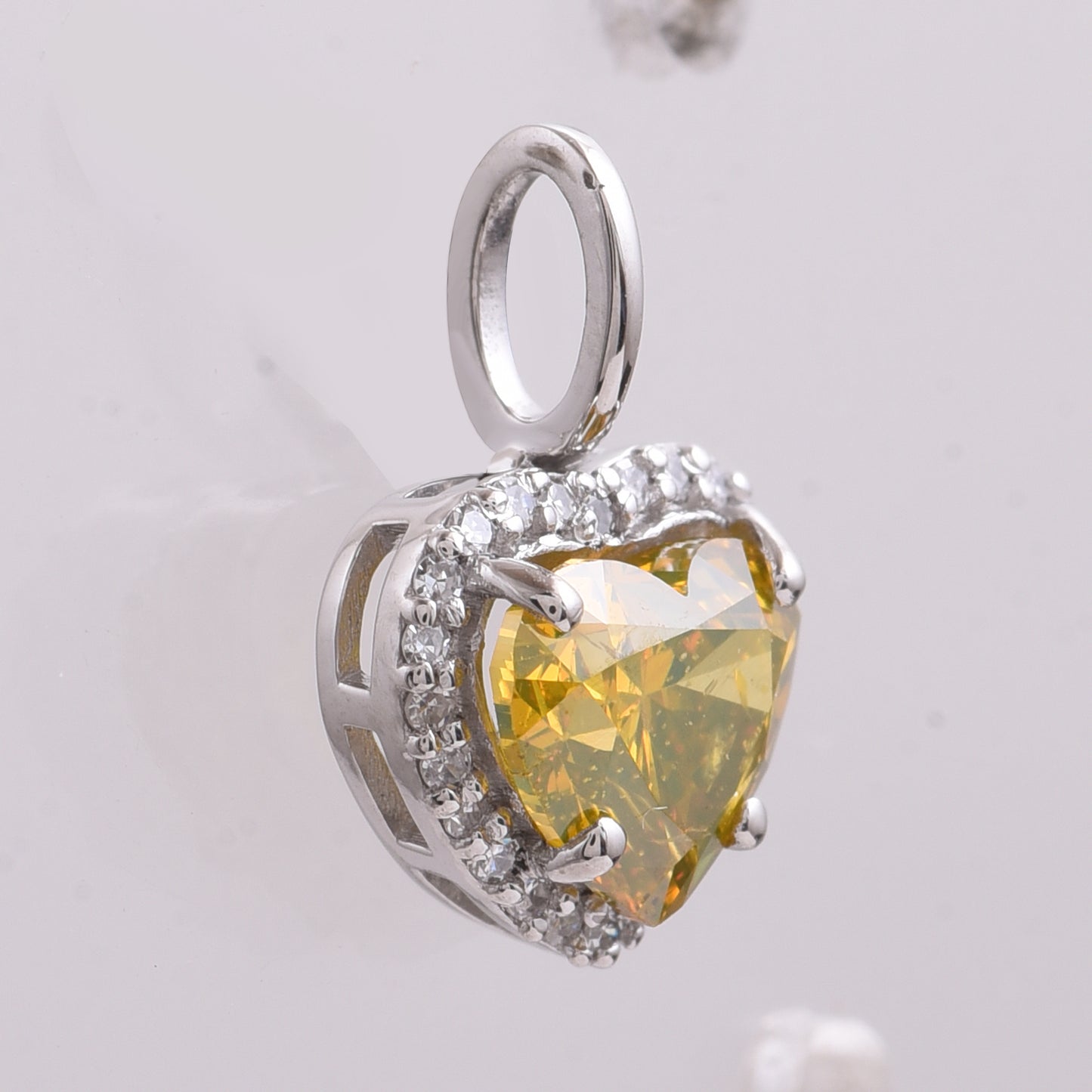 1.10 Ct Heart Yellow Diamond 950 Platinum Pendant