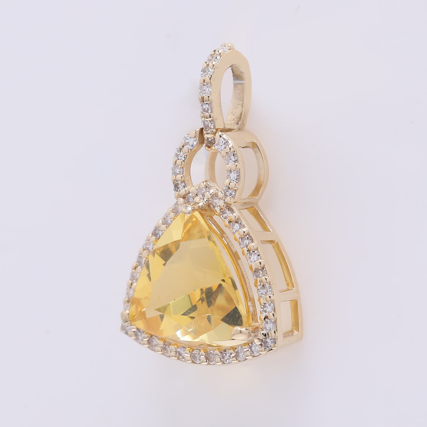 1.16 Ct Triangle Mixed Cut Natural Fire Opal 14K Gold Pendant