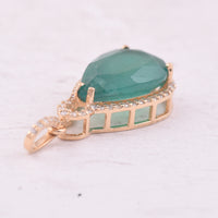 3.95 Ct Pear Mixed Cut Natural Emerald 14K Gold Pendant