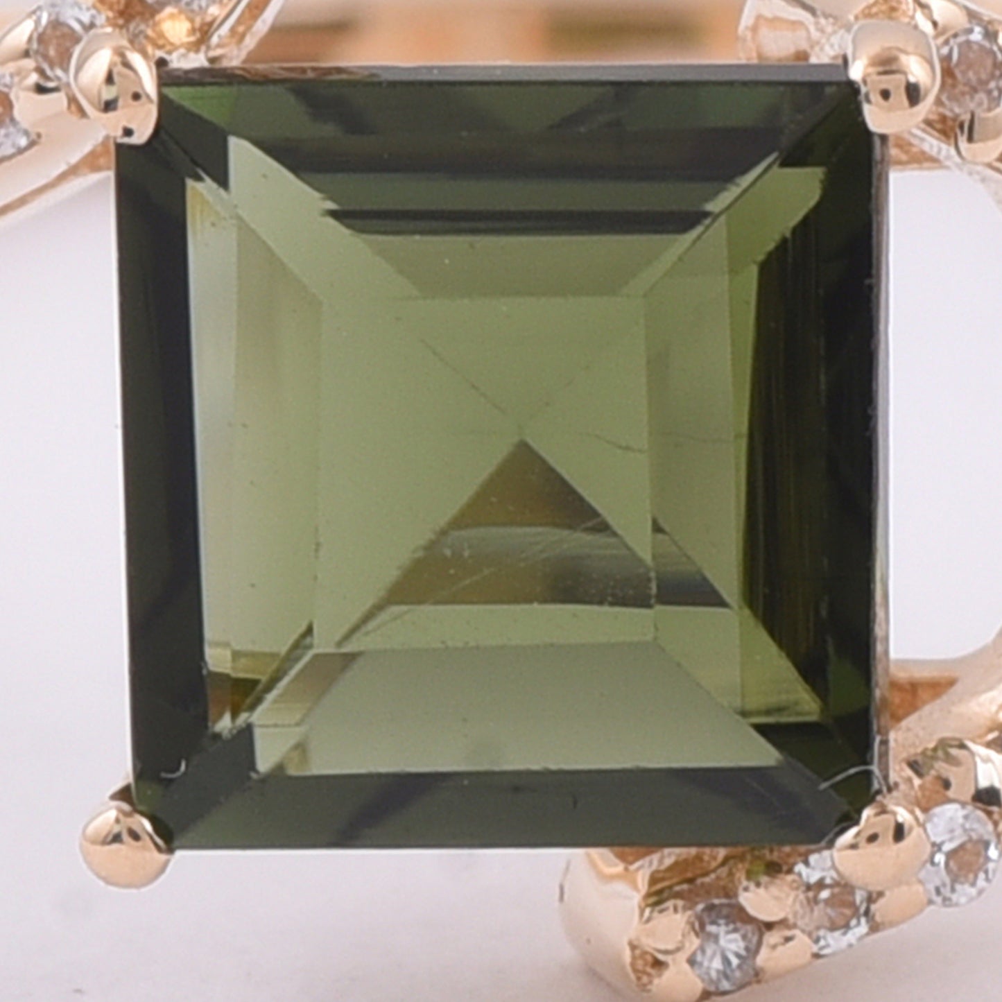 1.14 Ct Square Step Cut Natural Tourmaline 14K Gold Ring