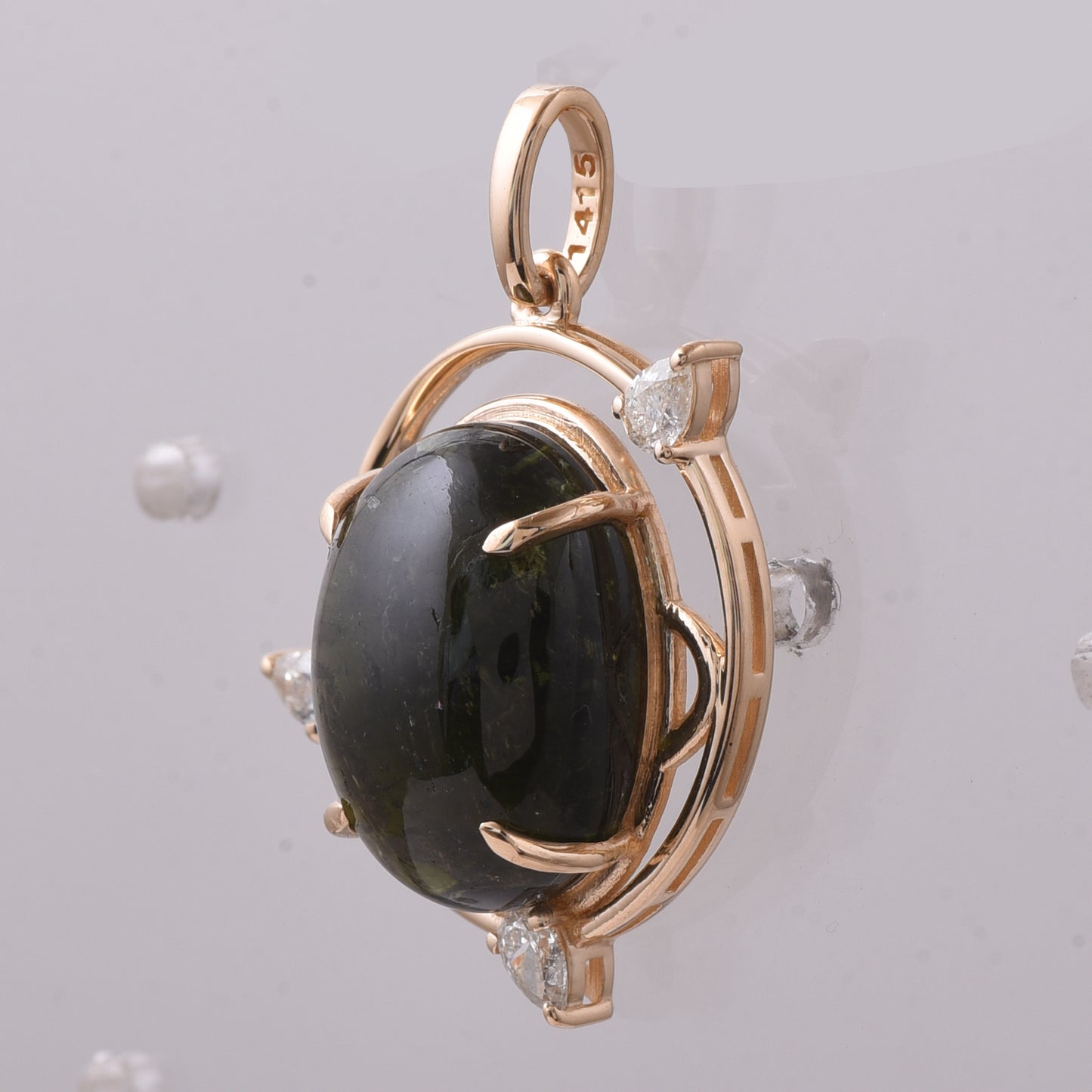 8.22 Ct Oval Cabochon Cut Natural Tourmaline 14K Gold Pendant