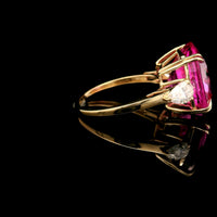 15.11 Ct Cushion Mixed Cut Lab Grown Pink Sapphire 14K Gold Ring