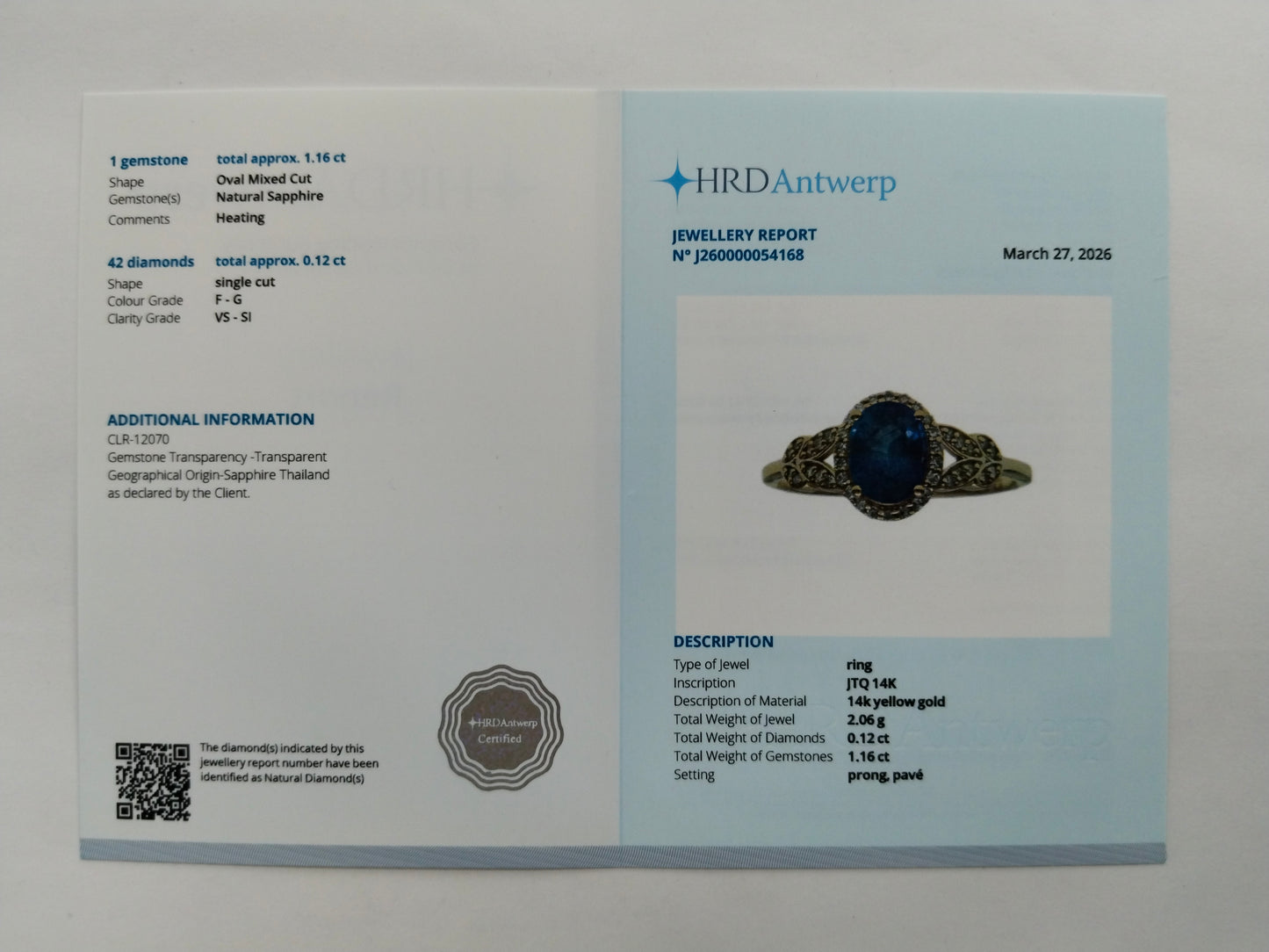 1.28 Ct Oval Mixed Cut Natural Sapphire 14K Gold Ring