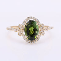 1.69 Ct Oval Mixed Cut Natural Tourmaline 14K Gold Ring