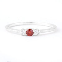 0.23 Ct Round Garnet, Cubic Zirconia, 925 Sterling Silver Ring