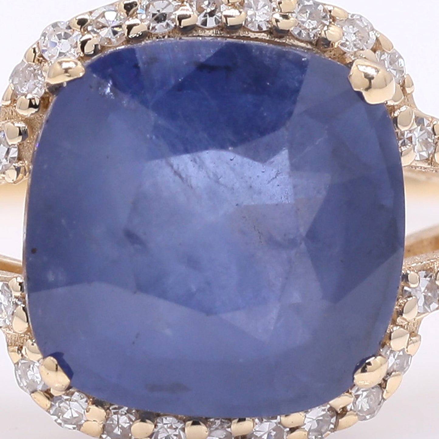 3.06 Ct Cushion Mixed Cut Natural Sapphire 14K Gold Ring