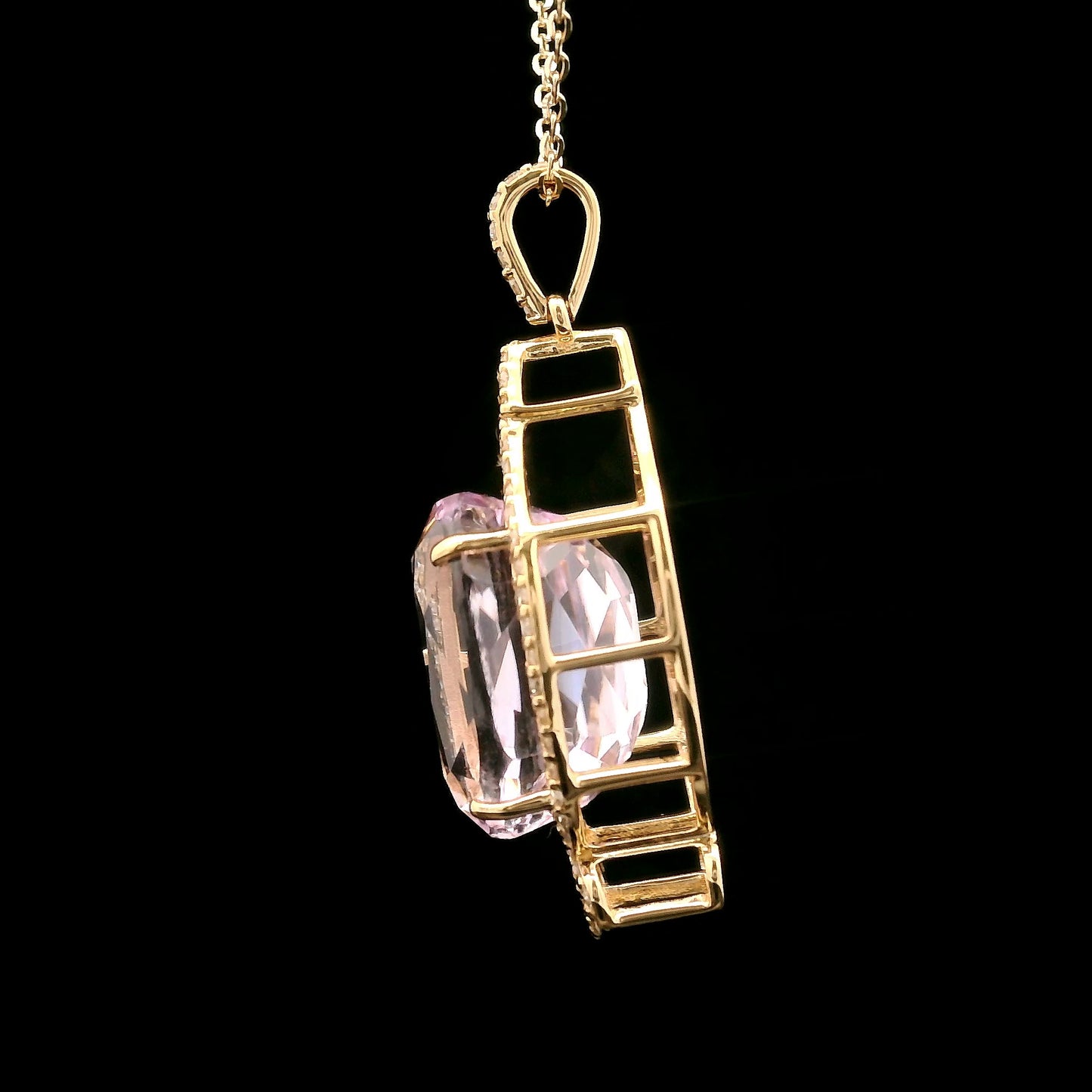 8.02 Ct Oval Kunzite 14K Gold Pendant