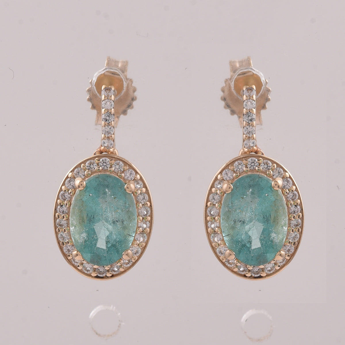 1.73 Ct Oval Emerald 9K Gold Earrings
