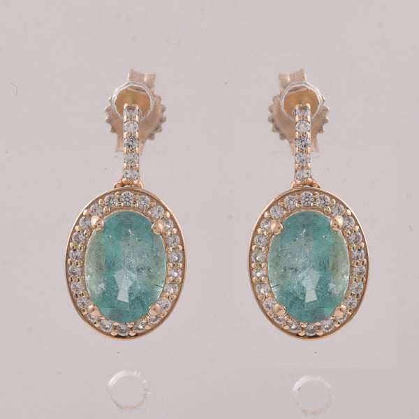 1.73 Ct Oval Emerald 9K Gold Earrings