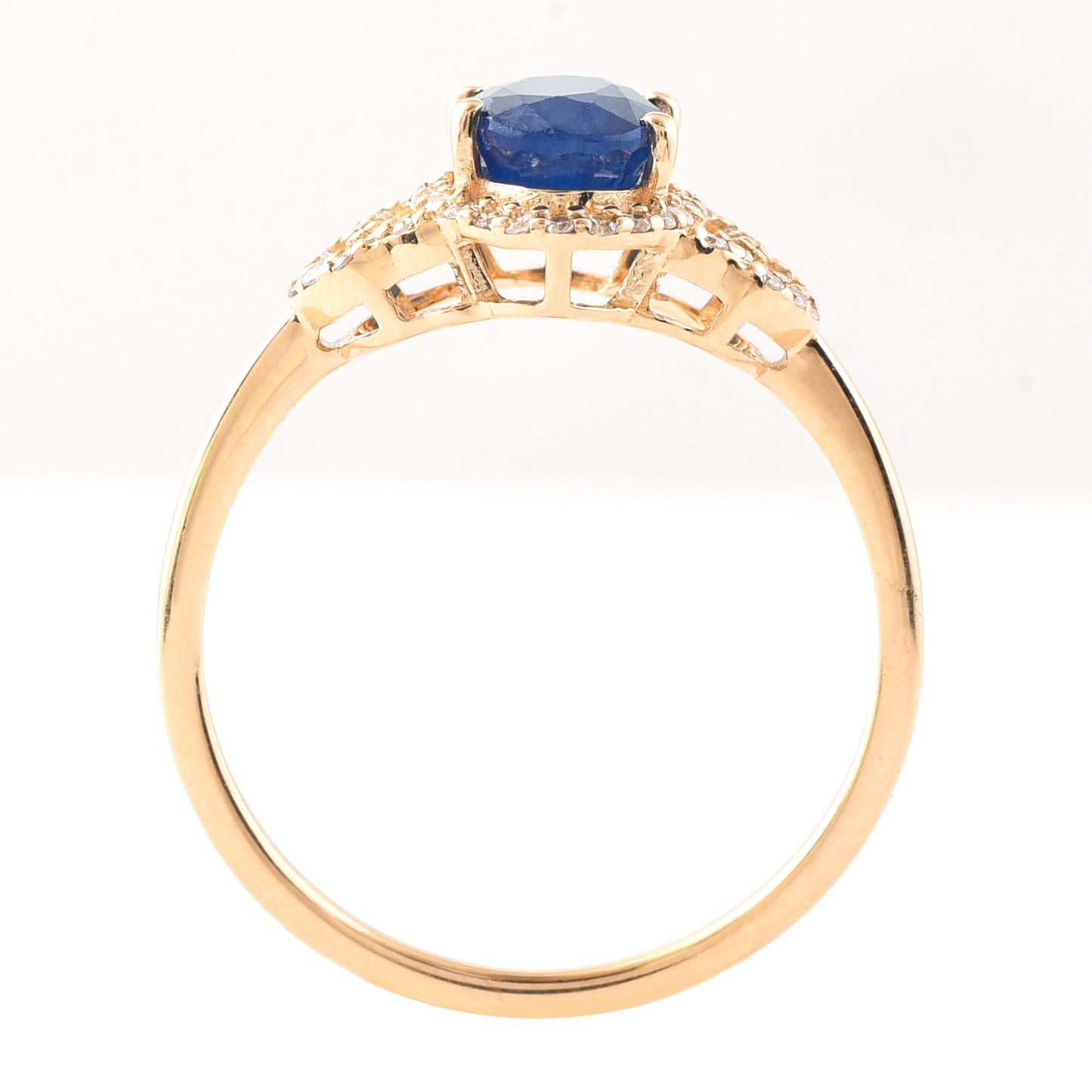 1.60 Ct Oval Mixed Cut Natural Sapphire 14K Gold Ring