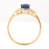 1.60 Ct Oval Mixed Cut Natural Sapphire 14K Gold Ring