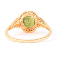 1.87 Ct Oval Mixed Cut Natural Green Sapphire 14K Gold Ring