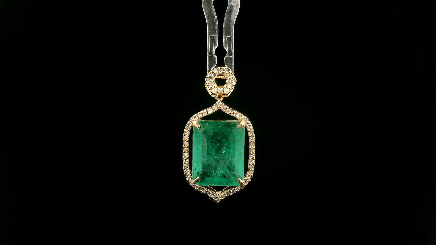4.70 Ct Octagon Natural Emerald 14K Gold Pendant