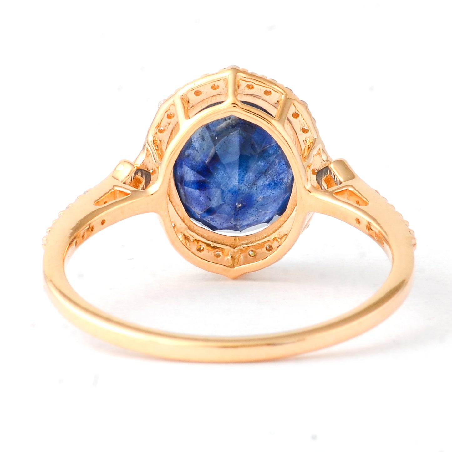3.42 Ct Oval Mixed Cut Natural Sapphire 14K Gold Ring