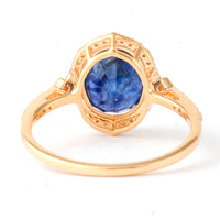 3.42 Ct Oval Mixed Cut Natural Sapphire 14K Gold Ring
